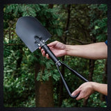 REDCAMP 23" Military Folding Camping Shovel w/Cover,Portable Shovel with High Manganese Steel, Tactical Entrenching Tool Tri-fold Handle Shovel for Camping Hiking Sand Mud Snow Beach, Black 2.5Lbs