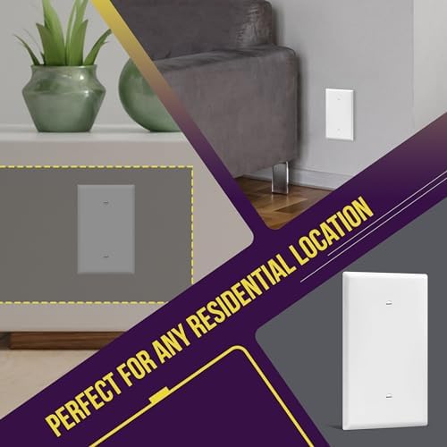 ENERLITES Oversized Blank Wall Plate, Jumbo Blank Outlet Covers, Over-Size 1-Gang 5.51" x 3.50", Unbreakable Polycarbonate Thermoplastic, UL Listed, 8801O-W-10PCS, Gloss Finish, White (10 Pack)