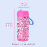Bentgo Kids Water Bottle - Leak-Proof, Durable Tritan, BPA-Free 15 oz. Cup for Kids/Toddlers Ages 3+, Safe Sip Spout, Carrying Handle, & Dishwasher Safe for School & Sports (Rainbows & Butterflies)