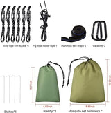 Camping Hammock with Rain Fly Tarp and Mosquito Net Tent Tree Straps, Portable Single Double Nylon Parachute Hammock Rainfly Set for Backpacking Hiking Travel Yard Outdoor Activities Green