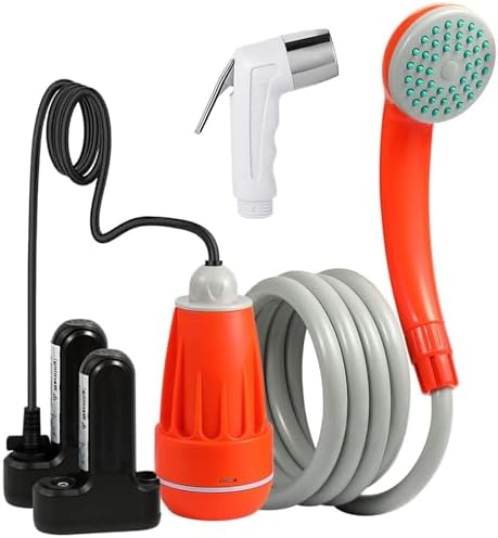 KEDSUM Portable Shower, Portable Camp Shower Pump with Rechargeable Battery, Portable Shower for Camping, Portable Outdoor Shower Head for Camping, Hiking, Traveling(+ Handheld Sprayer)