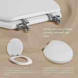 White Round Toilet Seat Natural Wood Toilet Seat with Zinc Alloy Hinges, Easy to Install also Easy to Clean, Scratch Resistant Toilet Seat by Angol Shiold (Round, White)