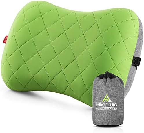 Hikenture Camping Pillow with Removable Cover - Ultralight Inflatable Pillow for Neck Lumbar Support - Upgrade Backpacking Pillow - Washable Travel Air Pillows for Camping, Hiking, Backpacking