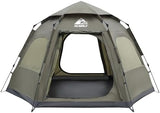 Hewolf 2/3/4 Person Camping Tent - Instant Pop Up Waterproof 2 Doors Tent with Easy Setup | 3-Season Hexagonal Dome Design for Family, Hiking & Traveling