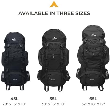 TETON 55L Scout Internal Frame Backpack for Hiking, Camping, Backpacking, Rain Cover Included
