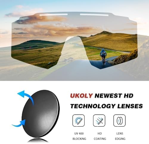 Ukoly Cycling Sunglasses for Men Women with 3 Interchangeable Lenses, Polarized Sports Sunglasses, Baseball Sunglasses