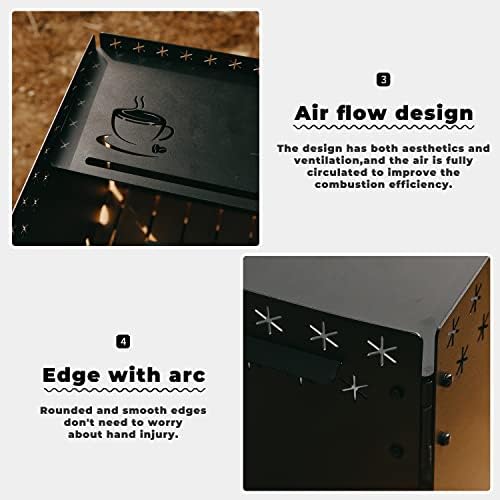 HIKEAMN Camping Stove Windscreen - Outdoor Folding Gas Stove Windshield,Camping Wind Blocker with a Storage Bag for Camping,Hiking,Picnic,Cooking (black)