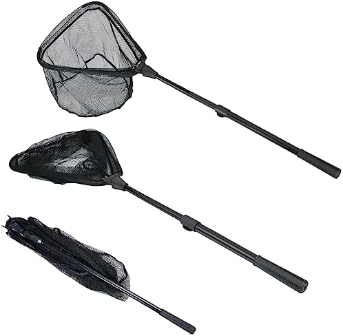 RESTCLOUD Fishing Landing Net with Telescoping Pole Handle, Fishing net Freshwater for Kids Men Women, Extend to 40-63 Inches