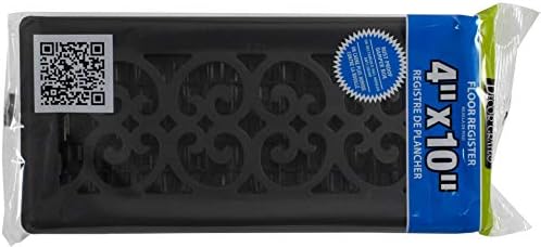 Decor Grates ST410 Scroll Design Floor Register, 4x10 Inches, Textured Black