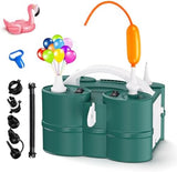 IDAODAN Electric Balloon Pump, Portable Electric Balloon Blower Machine Balloon Air Pump Dual Nozzle Rose Red 110V 600W Balloon Inflator for Party Decorations