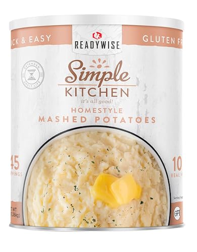 ReadyWise Simple Kitchen Homestyle Mashed Potatoes, 45 Servings – Gluten-Free Freeze-Dried MRE for Emergency Food Supply, Long-Term Storage, Camping, Survival, and Disaster Preparedness, #10 Can