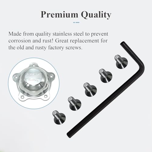 Ctuoptuo 𝟓 𝐏𝐜𝐬 of 970076 Wheel Center Cap Screws Allen Head & Allen Wrench, Fit for American Racing Torq Thrust Wheels
