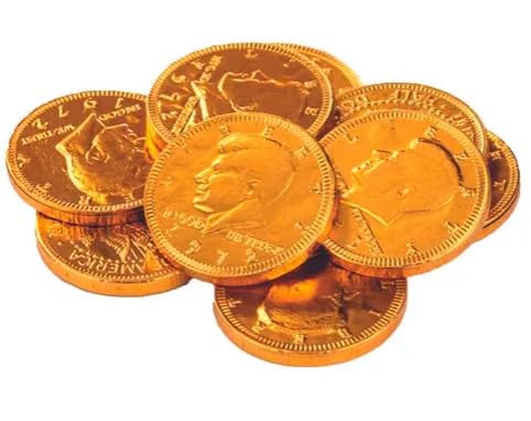 Holiday Gold Half Dollar Chocolate Coins 1LB. Milk Chocolate Coins for Birthdays, Christmas, Halloween or any ocasion. Half Dollar Gold Foil Coins, Pieces Individually Wrapped (1 Pound)
