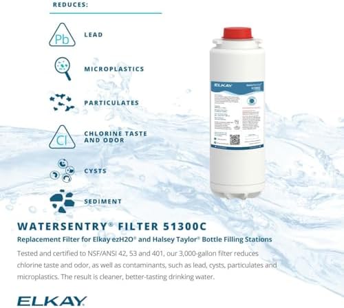 Elkay 51300C_12PK WaterSentry Plus Replacement Filter Cartridge for WaterSentry Plus Filtration System for EZH20 Bottle Fillers (Pack of 12) - N/A