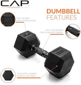 CAP Barbell Coated Hex Dumbbell Weight | Multiple Options
