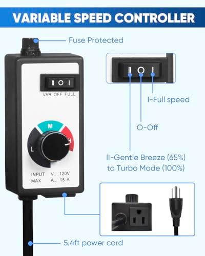 KEN BROWN 24 Inch Shutter Exhaust Fan with Speed Controller, 4200CFM High Speed, Wall Mounted Vent Fan for Garage, Attic, Greenhouse, Shed, Shop, Includes 1.65M Power Cord