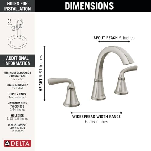 Delta 35864LF-SP Geist Bathroom Faucet, SpotShield Brushed Nickel