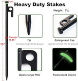 20Pcs Tent Stakes, 16in Heavy Duty Tent Stakes, Dia 0.35" Forged Steel Stakes Heavy Duty for Tent Used on Rocks, Grassland, Snowfield(20Pcs 16in Stakes)