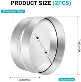 8 Inch Draft Blocker Backdraft Damper Duct Draft Stopper One-Way Airflow Ducting Insert Backflow Preventer Inline Fan Vent Deflector