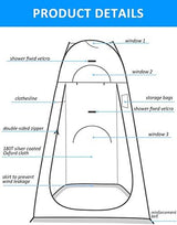 Anngrowy Pop Up Privacy Shower Tent - Portable Outdoor Camping Bathroom Toilet Changing Dressing Room - UPF40+ Waterproof