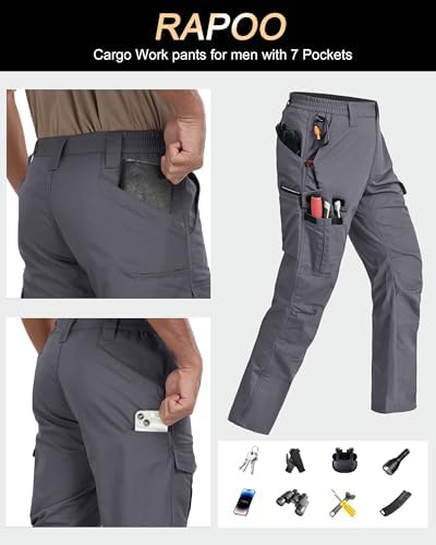 Mens Cargo Pants Ripstop Water Resistant Breathable Tactical Hiking Pants with 7 Pockets
