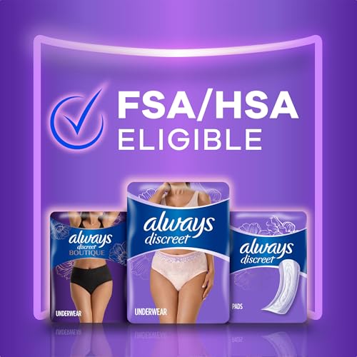 Always Discreet Adult Incontinence Underwear for Women and Postpartum Underwear, L, Up to 100% Bladder Leak Protection, 28 Count (Packaging May Vary)