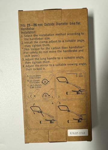 Handlebar Bike Mirror, Scratch Resistant Glass Lens, Ajustable and Rotatable Safe Rearview Bicycle Mirror