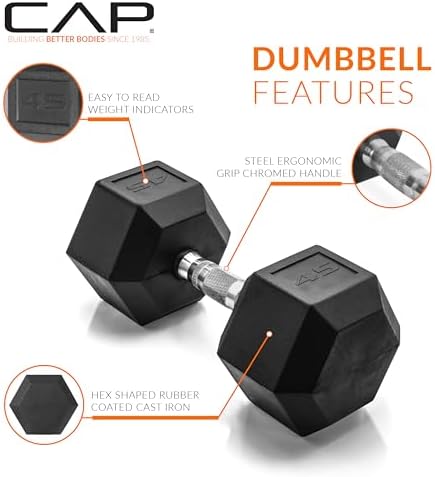 CAP Barbell Coated Dumbbell Weight | Multiple Options Pairs & Sets