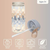 Bentgo Kids Water Bottle (Whimsy & Wonder Collection) - Leak-Proof Durable Tritan 15 oz. Cup for Kids/Toddlers 3+; Flip-Up Safe-Sip Straw for School, Sports, Daycare, Camp & More (Checker Gradient)