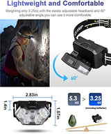 2000 Lumen 9 LED Headlamp 2 Pack, Ultra Bright Head Lamp with 6 Modes, IPX5 Waterproof Head Light, Lightweight Head Flashlight for Running Night-Walking Camping, 6 AAA Batteries Included