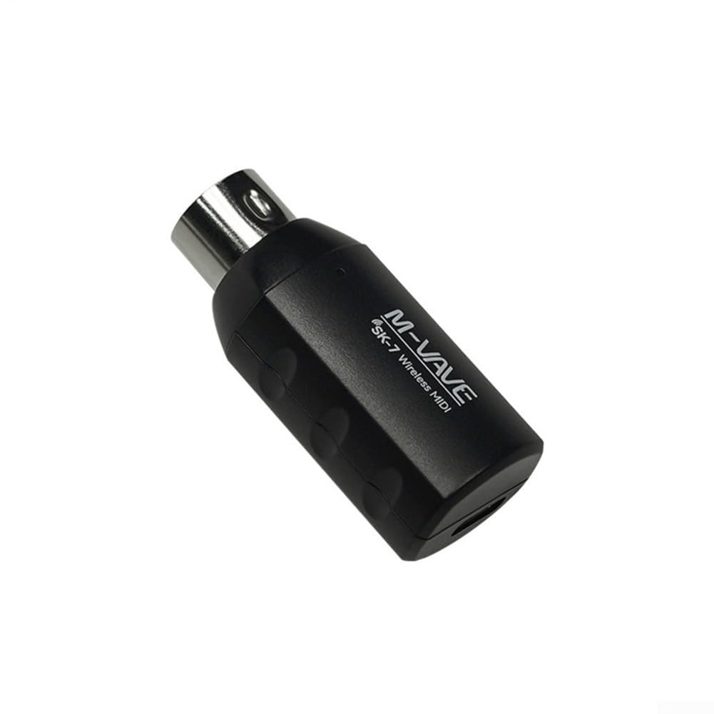 M-VAVE-SK7 5-pin Wireless MIDI-Adapter, Bluetooth-5.0 DIN5-MIDI In/Out Interface For Keyboards/Synths/Controllers,Ultra-Low Latency,Automatic Pairing-MIDI