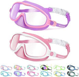Vvinca 2 Pcs Kids-Swim-Goggles with Nose Cover, Swimming Diving Mask Wide View Anti Fog UV Anti Shattered Lens for Kids 3-6