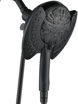 2-in-1 Shower Head with Handheld Combo: 2.5GPM Rainfall & Handheld Shower Head Use Together or Alone, 9 Spray Settings Hand Held Shower Head with Hose, Black