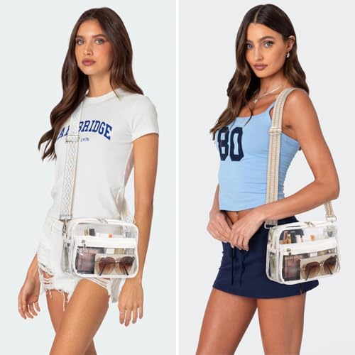 Clear Bag for Stadium Events with 2 Long Straps, See Through Purse for Women Crossbody Bag Concert Stadium Approved