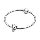 EZ Tuxedo Aristocats Marie Charms 925 Sterling Silver Lovely Cat Bead wih Pink Enamel for Bracelets