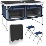 CampLand Outdoor Folding Table Aluminum Lightweight Height Adjustable with Storage Organizer for BBQ, Party, Camping