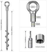 4 Pack Tent Stakes, 12 Inch Heavy Duty Ground Anchors, Fully Welded Spiral Earth Anchors for Camping Tents, Trampolines, Sheds, Swing Sets, Securing Animals