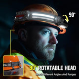 EGUKU Headlamp Flashlight, 2Pack Rechargeable LED Headlamps 1200Lumens 2 COB 260°Wide Beam Headlight with Motion Sensor Bright 18 Modes Lightweight Waterproof Head Lamp for Running, Camping Hiking