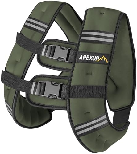 APEXUP Weighted Vest with 5lbs/10lbs/15lbs/20lbs/25lbs/30lbs Weights and Reflective Stripe, Weight Vest Men Women for Workout, Strength Training, Running