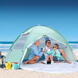 Beach Tent for 3-4 Person, Large Easy Setup Beach Shade Canopy with UPF 50＋ UV Protection, Portable Shade Tent with 3 Ventilating Mesh Windows for Outdoor, Picnics, Fishing