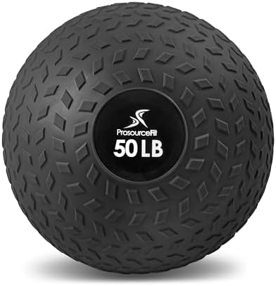 ProsourceFit Slam Medicine Balls 5, 10, 15, 20, 25, 30, 50lbs Smooth and Tread Textured Grip Dead Weight Balls for Strength and Conditioning Exercises, Cardio and Core Workouts
