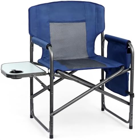 Directors Chair, Camping Chairs for Adults, Heavy Duty Side Table, Lawn Chairs with Side Pockets Carry Straps