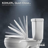 KOHLER K-4636-0 Cachet Elongated, Grip-Tight Bumpers, Quiet-Close Release Hinges, Quick-Attach Hardware, No Slam Toilet Seat, White
