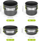 Odoland 16pcs Camping Cookware Mess Kit, Lightweight Pot Pan Mini Stove with 2 Cups, Fork Spoon Kits for Backpacking, Outdoor Camping Hiking and Picnic