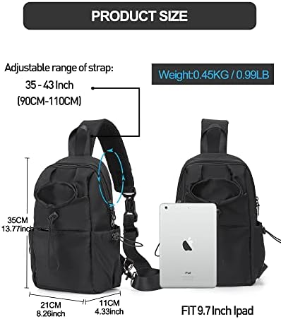 SEAFEW Black Sling Crossbody Bag for Men Women, Tactical Backpack Shoulder Daypack Mini Anti-Theft Cross Body Motorcycle Chest Bags, Small One Strap Fanny Back Pack for Casual Travel Hiking Sport Gym