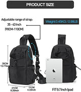 SEAFEW Black Sling Crossbody Bag for Men Women, Tactical Backpack Shoulder Daypack Mini Anti-Theft Cross Body Motorcycle Chest Bags, Small One Strap Fanny Back Pack for Casual Travel Hiking Sport Gym