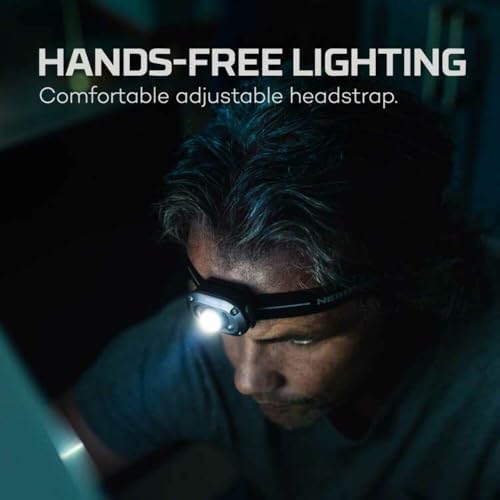 NEBO MYCRO 250 Rechargeable Headlamp | 250 Lumens, 3 Light Modes, Water Resistant, Adjustable Strap, Super Bright Head Lamp for Camping & Hiking, Includes USB Charging Cable — 2 Pack