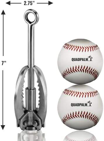 Grappling Hook with 10m Rope – Multifunctional QUADPALM Grapple Hook - 4 Stainless Steel Folding Claws - Heavy Duty - Outdoor Camping Hiking Tree Rock Mountain Climbing Equipment