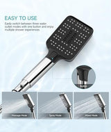 High Pressure Rain Shower Head with Handheld Spray Combo Set, Adjustable 12" Rainfall Dual Shower Head, Double&Tandem Shower Head, Waterfall Showerhead Bathroom -Silver Chrome