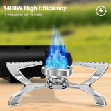 Odoland Portable Camping Stove Propane 1400W Gas Stove Collapsible Backpacking Stove for Indoor Outdoor Cooking Hiking and Picnic
